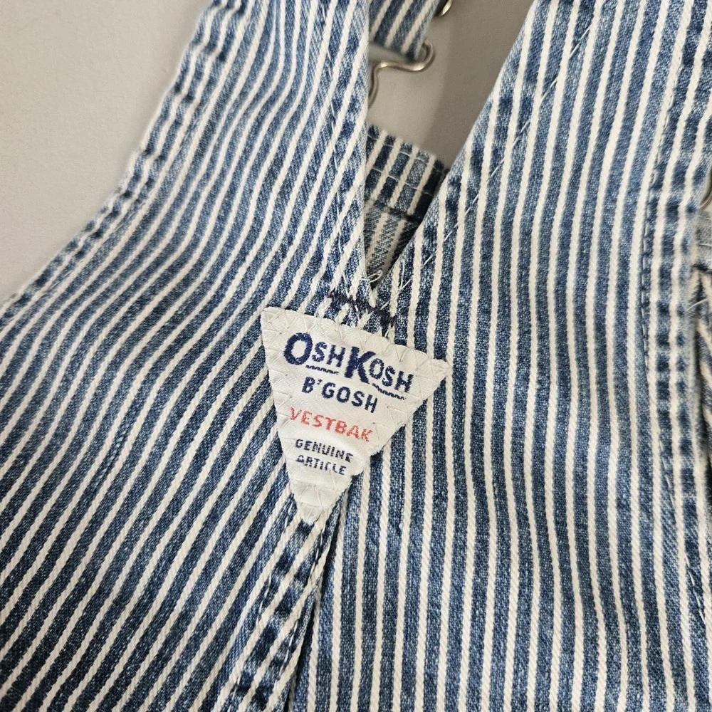 Vtg OshKosh B'Gosh Overalls 2T Hickory Striped Vestbak USA Made Railroad 90s‎